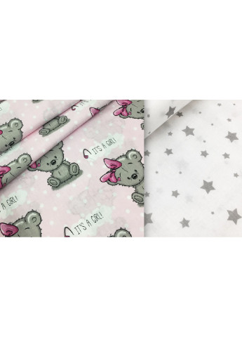 Набір пелюшок бязь GIRL BEAR ROSE STARFALL GREY (2 шт) Cosas (250498723)