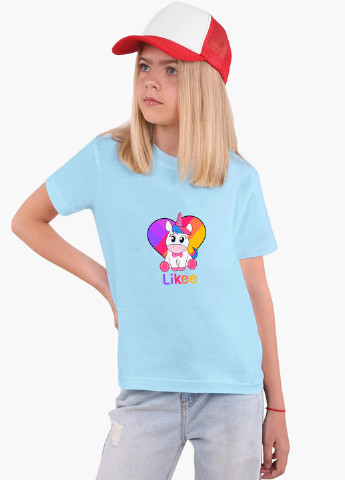 Голубая демисезонная футболка детская лайки единорог (likee unicorn)(9224-1594) MobiPrint