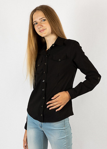 Черная кэжуал рубашка однотонная Time of Style