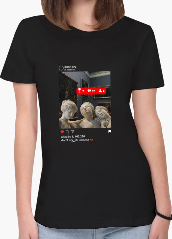 Черная демисезон футболка женская моника беллуччи ренессанс (monica bellucci renaissance) (8976-1588) xxl MobiPrint