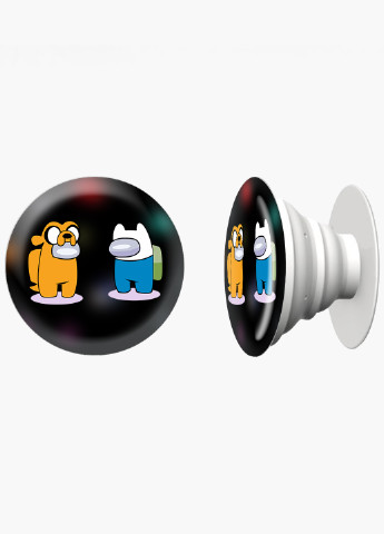 Попсокет (Popsockets) держатель для смартфона Амонг Ас Время приключений (Among Us Adventure Time) (8754-2414) Черный MobiPrint (216836549)