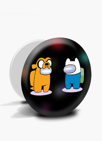 Попсокет (Popsockets) держатель для смартфона Амонг Ас Время приключений (Among Us Adventure Time) (8754-2414) Черный MobiPrint (216836549)