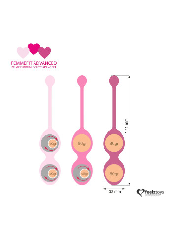 Набір вагінальних кульок для досвідчених - FemmeFit Advanced Pelvic Muscle Training Set FeelzToys (251931603)