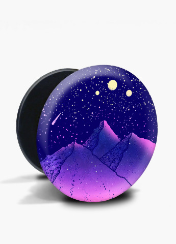 Попсокет (Popsockets) тримач для смартфону Зоряні гори (Starry mountains) (8754-2846) Чорний MobiPrint (221548597)