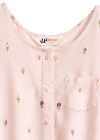 Светло-розовая с орнаментом блузка H&M летняя