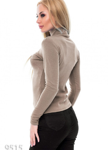 Бежевый зимний светр жіночий пуловер ISSA PLUS 9515