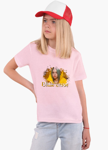 Рожева демісезонна футболка дитяча біллі айлиш (billie eilish) (9224-1215) MobiPrint