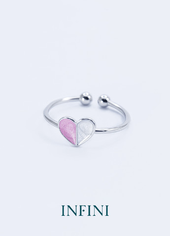 Кольцо серебряное с бело-розовой емалью Infini (256537026)