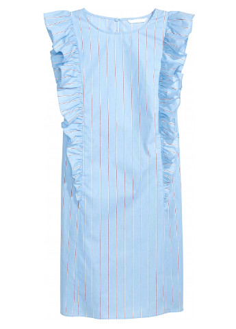 Голубое кэжуал платье а-силуэт H&M в полоску