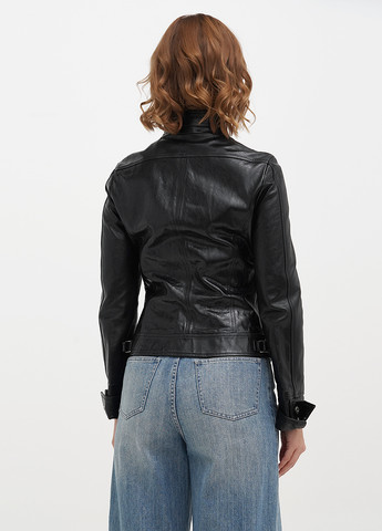 Черная демисезонная куртка кожаная DG