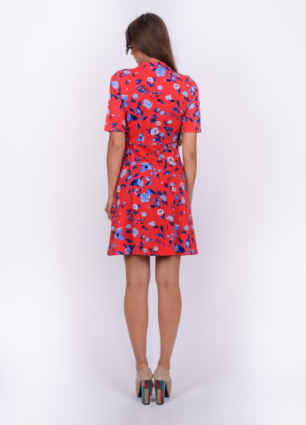 Коралловое кэжуал платье а-силуэт B.Young с цветочным принтом