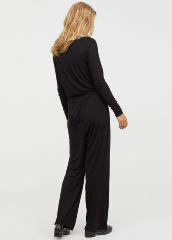 Комбінезон H&M комбінезон-брюки однотонний чорний кежуал трикотаж, віскоза