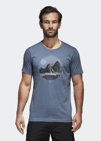 Сіро-синя футболка adidas
