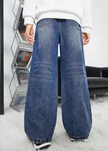 Синие демисезонные мешковатые джинсы SHEIN