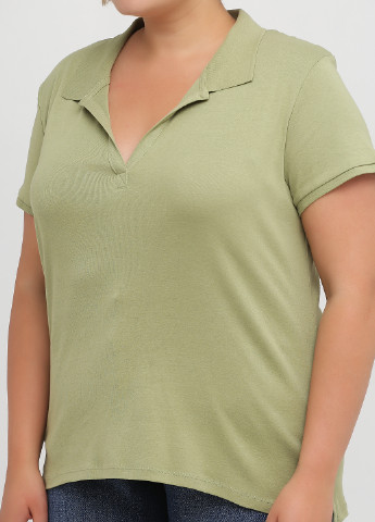 Оливковая женская футболка-поло C&A однотонная