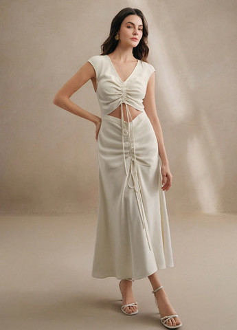 Молочное праздничный платье клеш, а-силуэт SHEIN однотонное