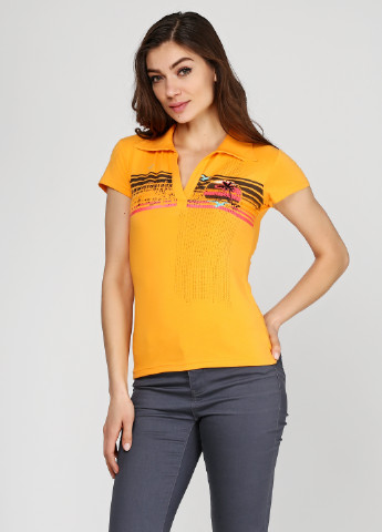 Женская оранжевая футболка поло Billabong однотонная