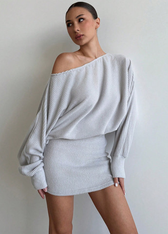 Сіра кежуал сукня на одне плече SHEIN однотонна