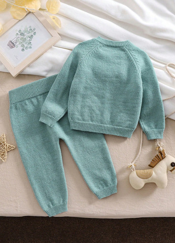 Мятный демисезонный костюм (свитер, брюки) брючный SHEIN