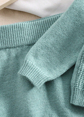 Мятный демисезонный костюм (свитер, брюки) брючный SHEIN