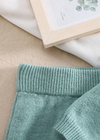 Мятный демисезонный костюм (свитер, брюки) брючный SHEIN