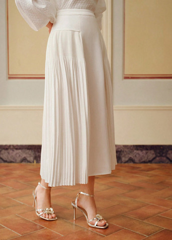 Молочная вечерний, кэжуал однотонная юбка SHEIN плиссе