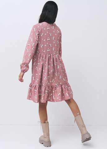 Розовое кэжуал платье свободного силуэта с v вырезом оверсайз KASTA design с цветочным принтом