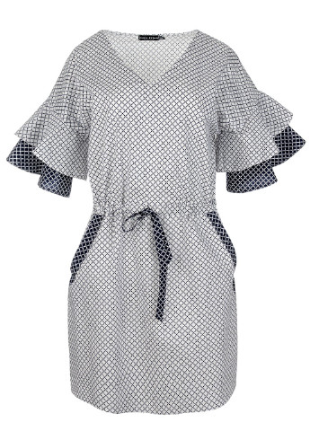 Белое кэжуал платье A.G. с геометрическим узором