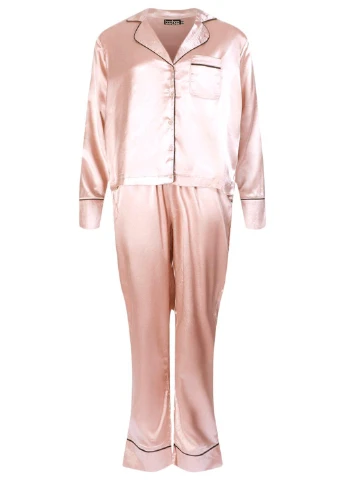 Бежевая всесезон пижама (рубашка, брюки) рубашка + брюки Boohoo