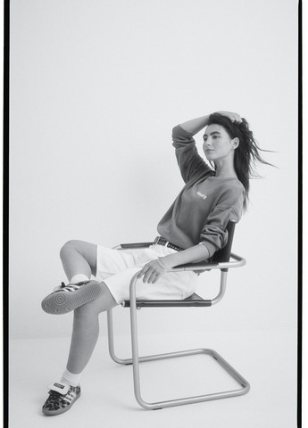 Серо-зеленый свитшот Hi&Bye логотип без декора (314252351)