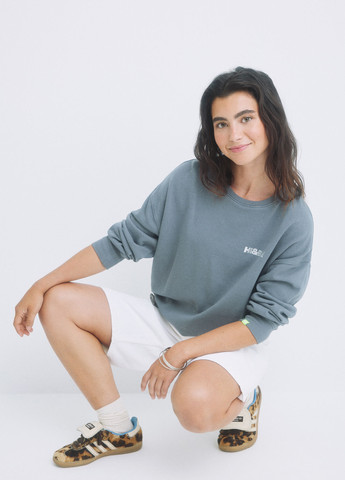 Серо-зеленый свитшот Hi&Bye логотип без декора (314252351)