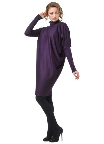 Фиолетовое кэжуал платье с длинным рукавом Lemon однотонное