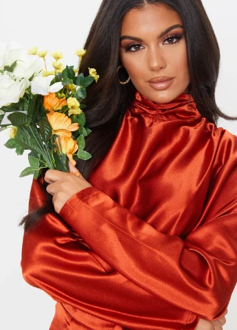 Терракотовое кэжуал платье PrettyLittleThing однотонное