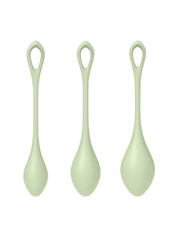 Набор йони бусин Yoni Power 2 Light Green, диаметр 2-2,5-3см, вес 22-44-73гр Satisfyer (252607209)