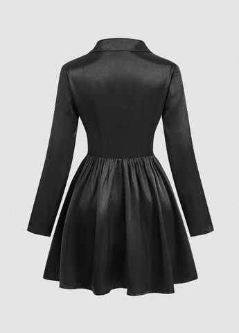 Черное вечернее, кэжуал платье SHEIN однотонное