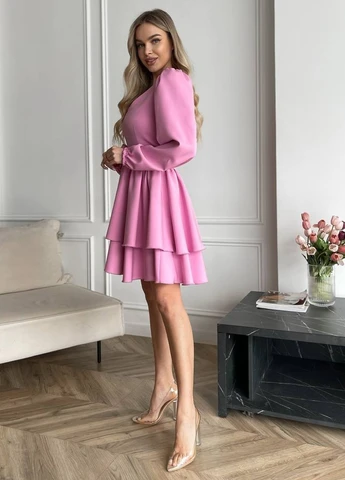 Розовое кэжуал платье а-силуэт No Brand однотонное