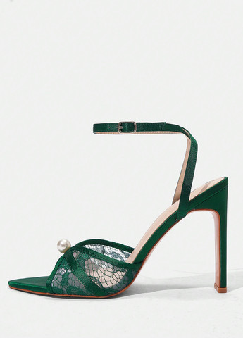 Зеленые босоножки SHEIN с ремешком с бусинами