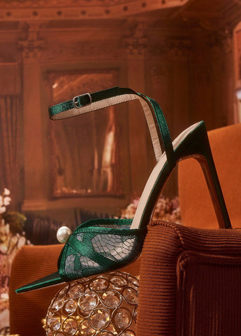 Зеленые босоножки SHEIN с ремешком с бусинами