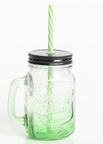 Стеклянная банка с ручкой Mason Jar Зелёная, 450 мл More (253888712)