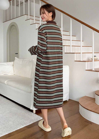 Коричнева домашній сукня поло SHEIN в смужку