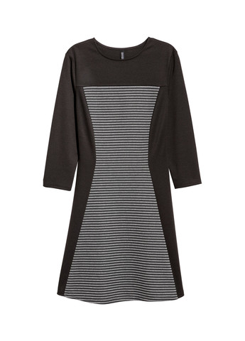 Черное кэжуал платье клеш H&M в полоску