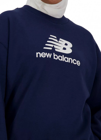 Світшот New Balance - Прямий крій напис темно-синій кежуал, спортивний бавовна - (282961573)