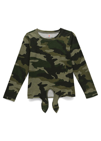 Зеленый демисезонный повседневный лонгслив Crewcuts камуфляжный