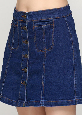 Темно-синяя джинсовая однотонная юбка Esmara а-силуэта (трапеция)