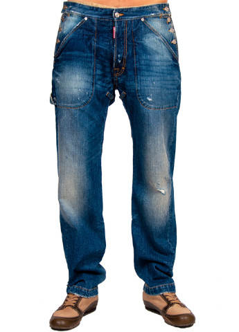 Синие демисезонные прямые джинсы Dsquared