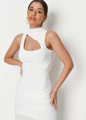Молочное кэжуал платье платье-водолазка Missguided однотонное