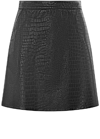 Черная кэжуал однотонная юбка Oodji а-силуэта (трапеция)