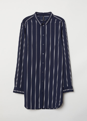 Темно-синяя кэжуал рубашка в полоску H&M