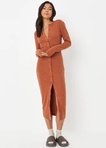 Коричневое кэжуал платье Missguided однотонное