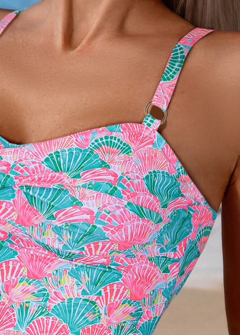 Розово-лиловый летний купальник (лиф, трусики) танкини, раздельный SHEIN